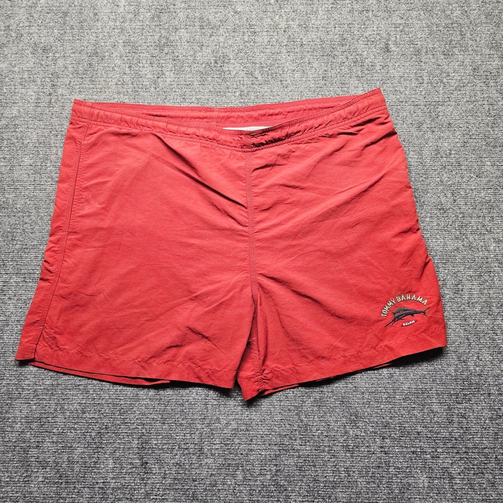Tommy Bahama Relax Mens Medium Red Nylon Swim Trunks Vintage Marlin Board Shorts
